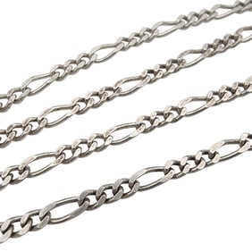 Signed Sterling Figaro Chain Necklace