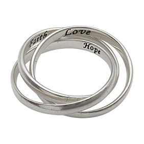 Sterling Love Hope Faith Puzzle Ring Sz 8