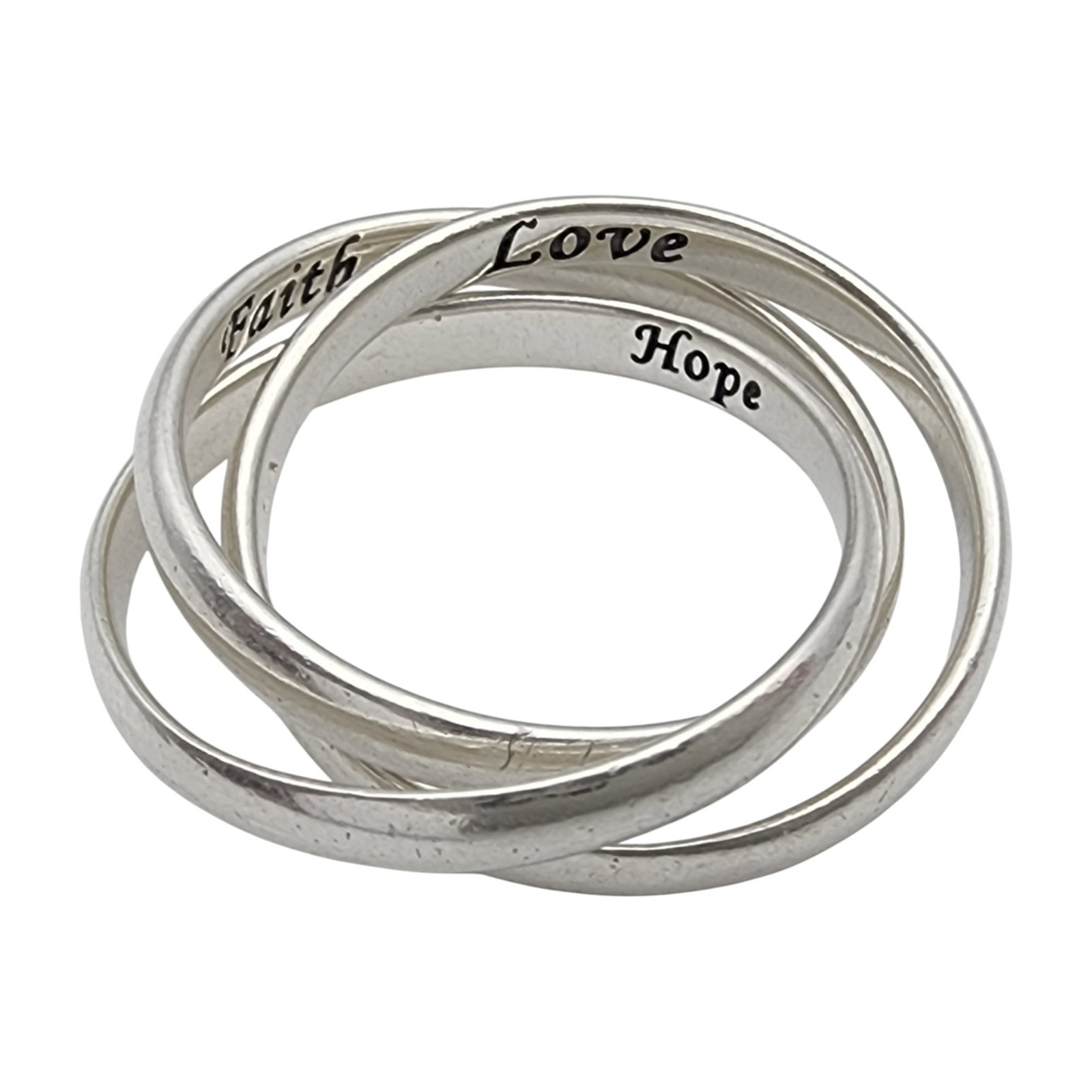Sterling Love Hope Faith Puzzle Ring Sz 8: Sterling Love Hope Faith Puzzle Ring Sz 8 - 5.4g
