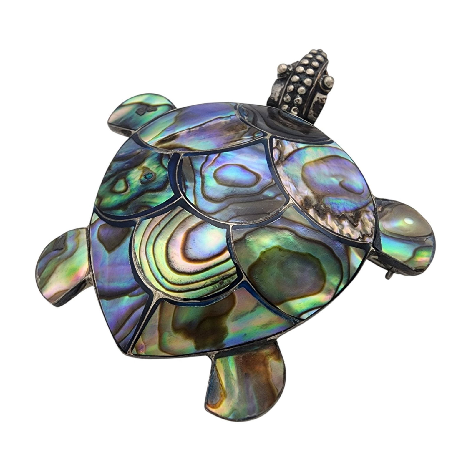 Sterling Abalone Turtle Pendant Brooch: Sterling Abalone Turtle Pendant Brooch - 4.2g
