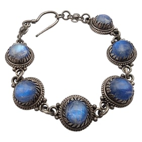 Vintage Sterling Labradorite Link Bracelet