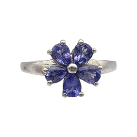 Sterling Iolite Flower Ring Sz 6
