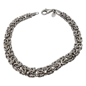 Signed Italy Sterling Byzantine Chain Bracelet