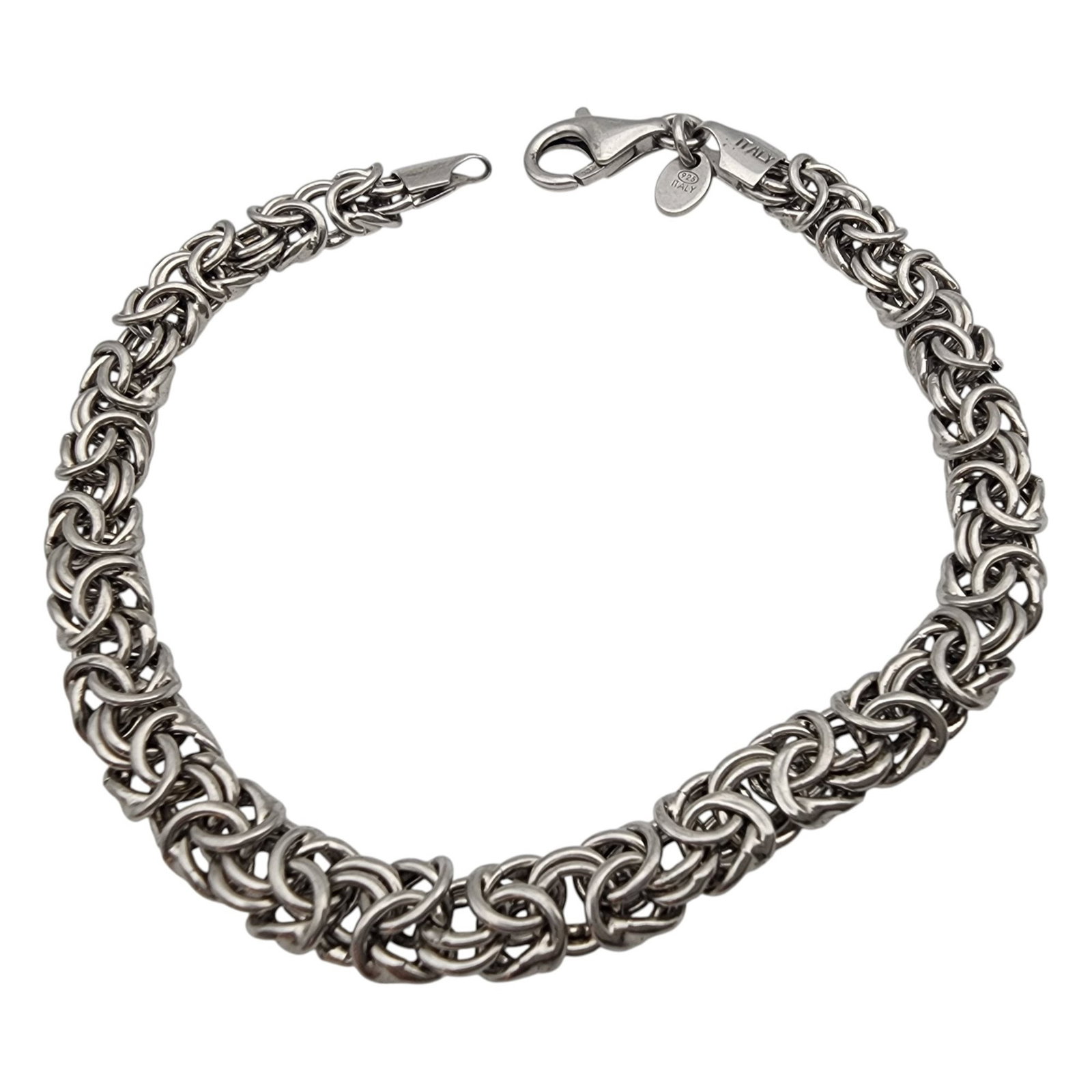 Signed Italy Sterling Byzantine Chain Bracelet: Signed Italy Sterling Byzantine Chain Bracelet - 8.3g