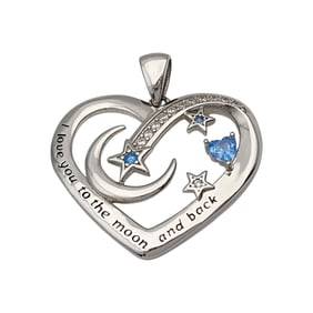 Sterling "I Love You To The Moon And Back" Heart Pendant
