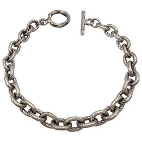 Sterling Textured Chain Link Bracelet