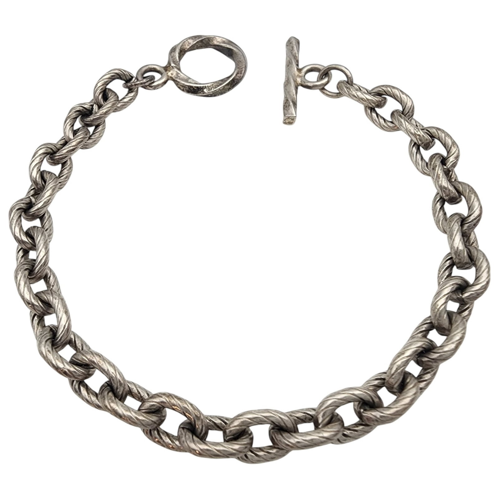Sterling Textured Chain Link Bracelet: Sterling Textured Chain Link Bracelet - 16.9g