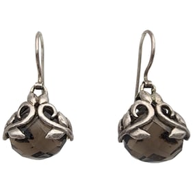 Sterling Smoky Quartz Faceted Vine Earrings