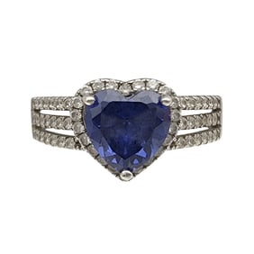 Sterling Iolite Heart Ring Sz 11