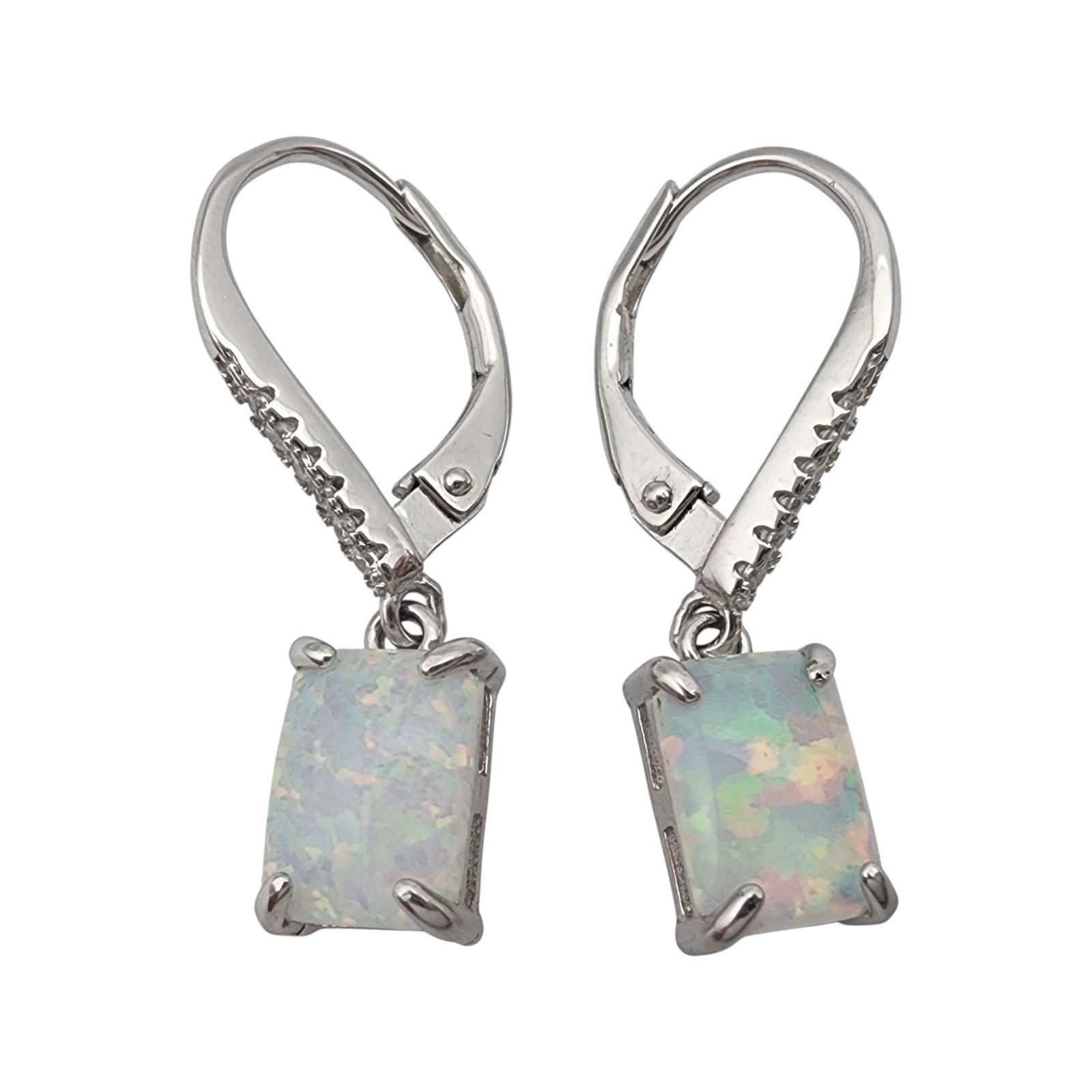 Sterling Opal Drop Earrings: Sterling Opal Drop Earrings - 1.8g