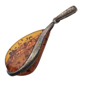 Vintage Sterling Amber Pendant