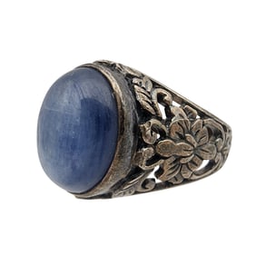 Vintage Sterling Kyanite Flower Ring Sz 6
