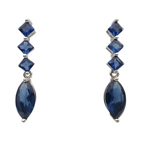 Sterling Blue Rhinestone Drop Earrings