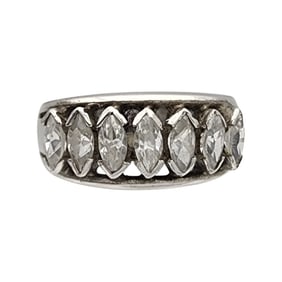 Signed Sterling Cubic Zirconia Marquise Cut Ring Sz 7