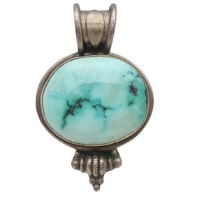 Vintage Sterling Turquoise Slider Pendant