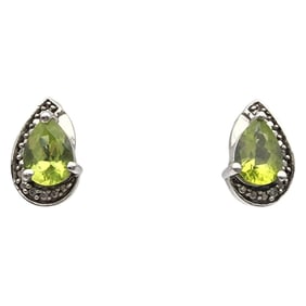 Sterling Peridot and Diamond Earrings