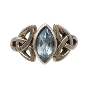 Sterling Topaz Celtic Knot Ring Sz 7