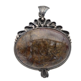 Vintage Sterling Jasper Oval Pendant