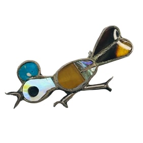 Vintage Zuni Roadrunner Sterling Brooch 2.04 G