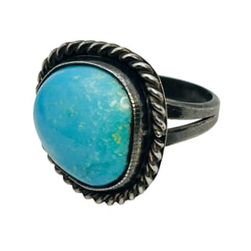 Navajo Turquoise Sterling Ring Size 5, 4.54 G
