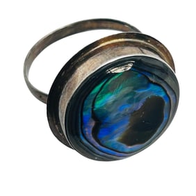Vintage Native Sterling Abalone Ring Size 7.5, 4.75 G