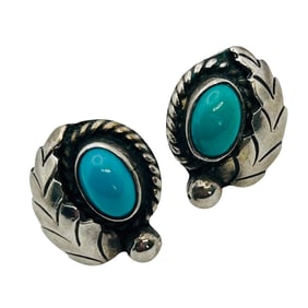 Navajo Sterling Turquoise Earrings 2.49 G