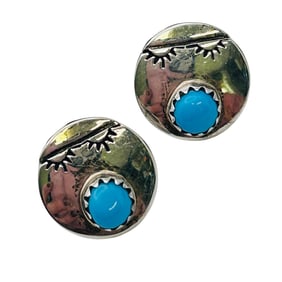 Tom Billy Navajo Turquoise Sterling Earrings 1.68 G
