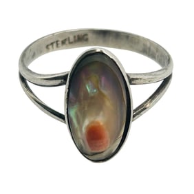 Native Sterling Blister Pearl Ring Size 7, 1.93 G