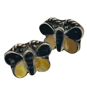 Southwest Butterfly Inlay Stone Earrings 2.59 G