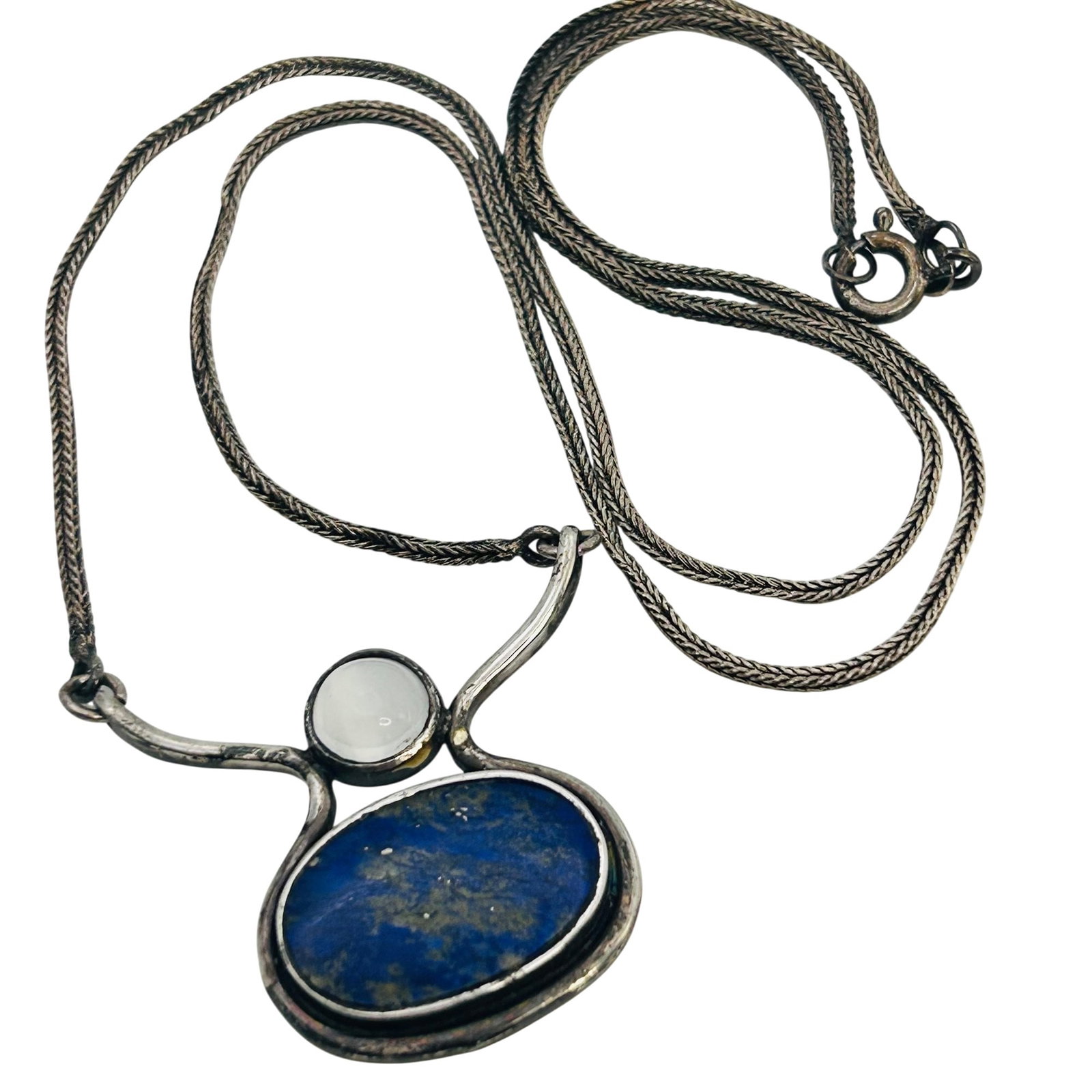 Southwest Lapis Lazuli Pendant Herringbone Necklace 8.88 G: Southwest lapis lazuli pendant herringbone necklace 8.88 g