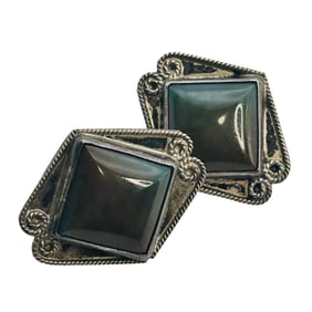 Navajo Jasper Sterling Screwback Clip On Earrings 9.4g