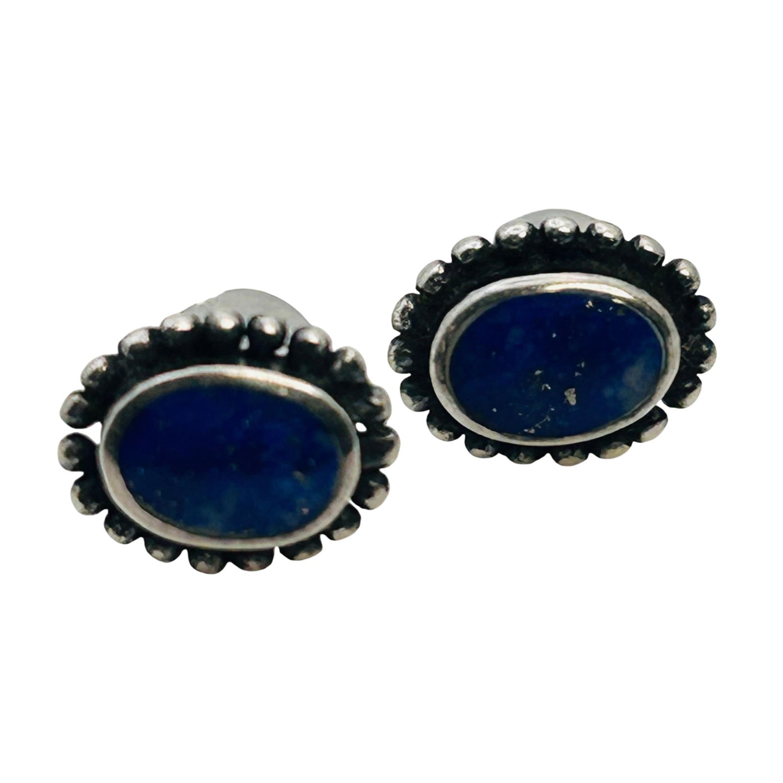 Southwest Lapis Lazuli Sterling Stud Earrings 1.13 G (1 of 6)
