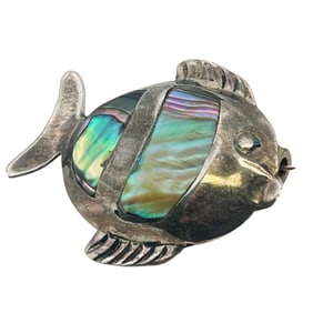 TAXCO Mexico, Abalone Sterling Fish Brooch 3.38 G