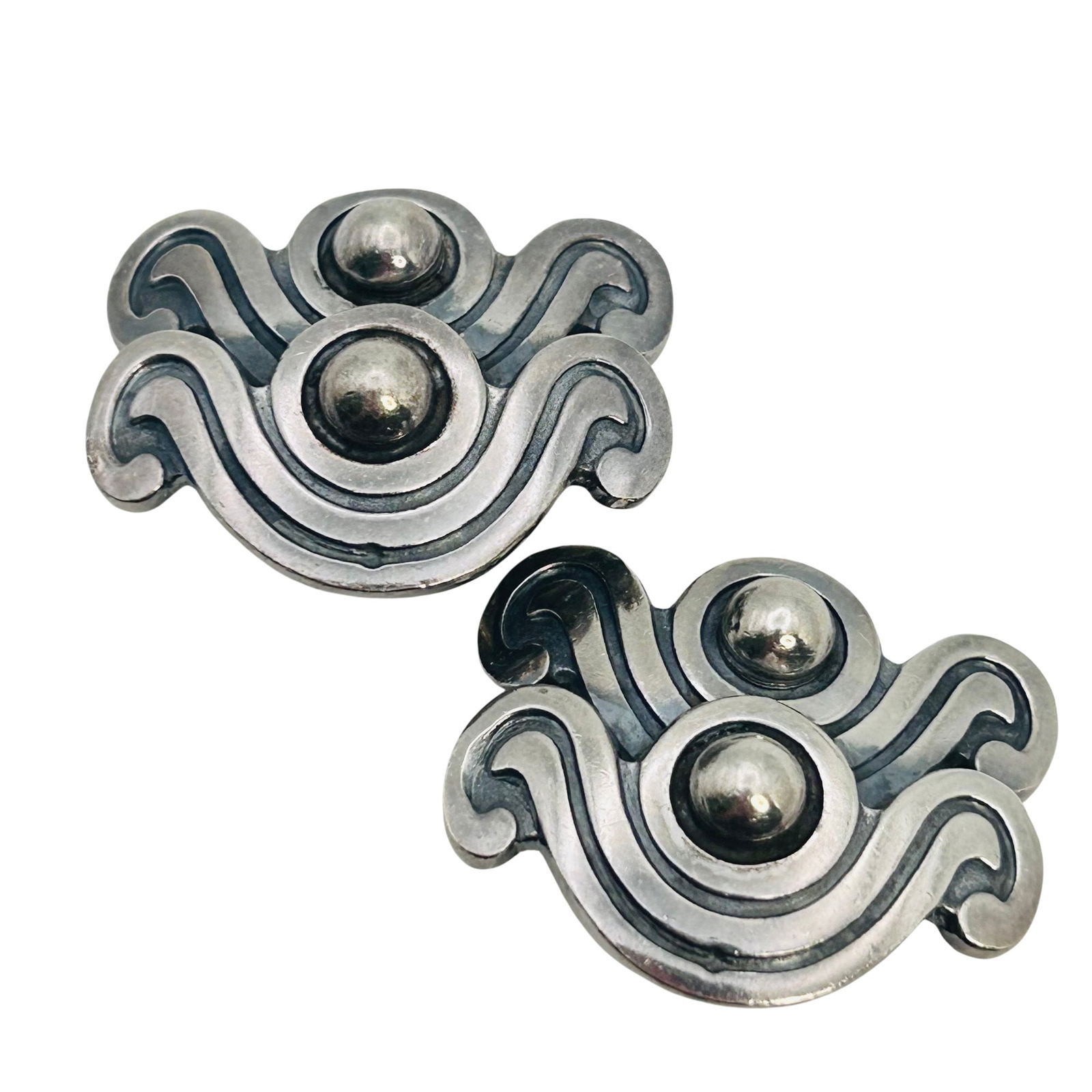 Emilia Castillo Taxco, TD-85 Mexico Clip On Earrings 29.79g: Emilia Castillo taxco TD-85 Mexico clip on earrings 29.79g