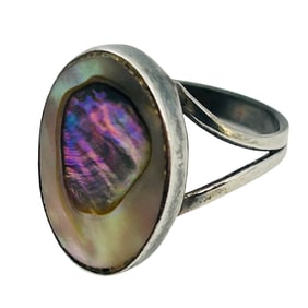 TAXCO Mexico, Sterling Abalone Statement Ring Size 5, 2.44 G