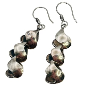 TAXCO TA-75 Mexico Sterling Dangle Earrings 15.5 G