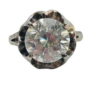 Mexico, Sterling Rhinestone Solitaire Ring Size 7.5, 5.22 G