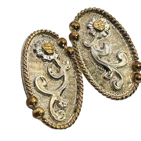 Southwest Sterling Oval Earrings 8.57 G