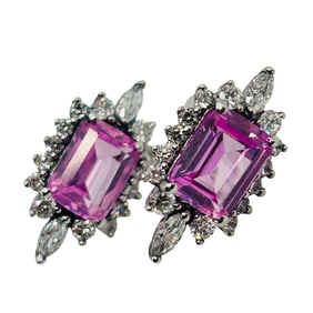 Pink Topaz, Sterling Rectangle Earrings 3.24 G