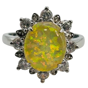 Yellow Fire Opal Sterling Ring Size 9, 4.41 G