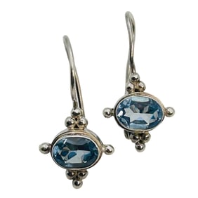 Topaz Sterling Dangle Earrings 3.5 G