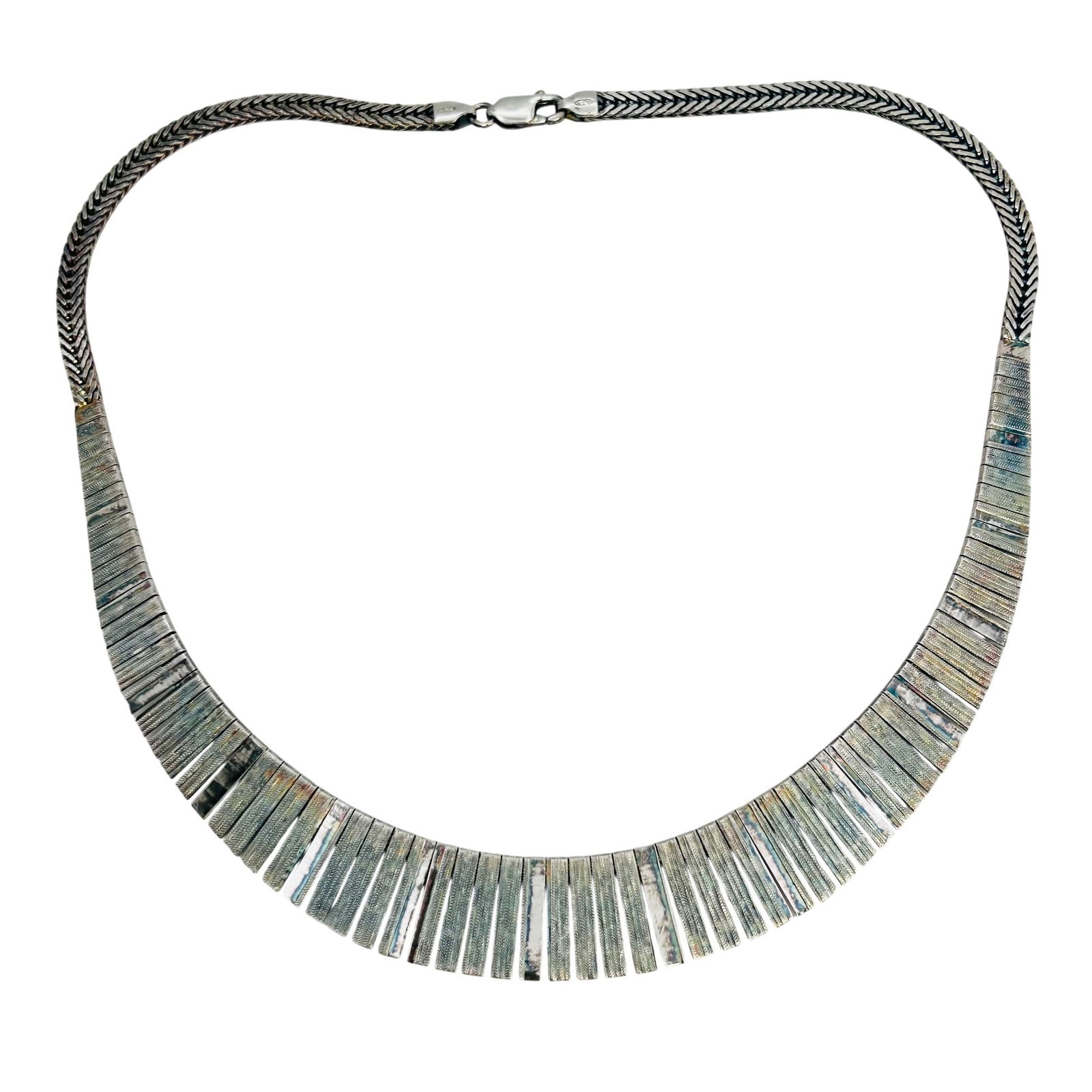 Italy, Sterling Cleopatra Collar Necklace, 24.2 G: Italy Sterling Cleopatra collar necklace 24.2 g