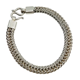 Sterling Woven Chain Bracelet Toggle Clasp 23.5 G