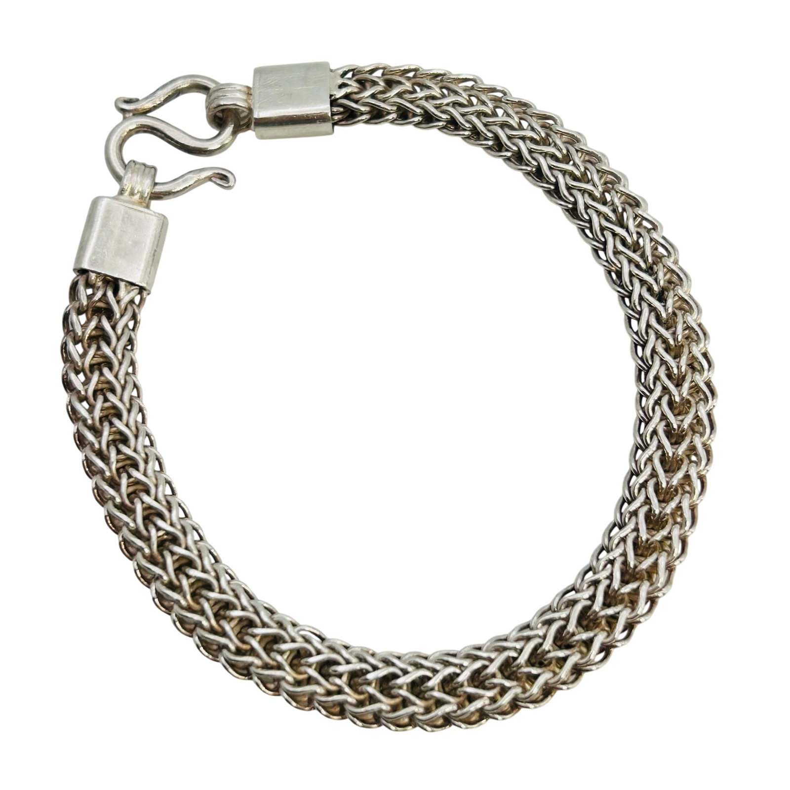 Sterling Woven Chain Bracelet Toggle Clasp 23.5 G: Sterling woven chain bracelet toggle clasp 23.5 g