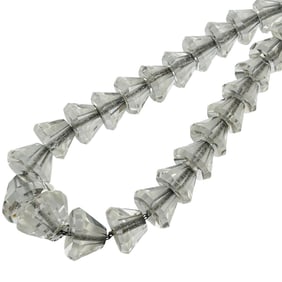 Art Deco Graduated Quartz Bead Sterling Cable Chain Necklace 39 G