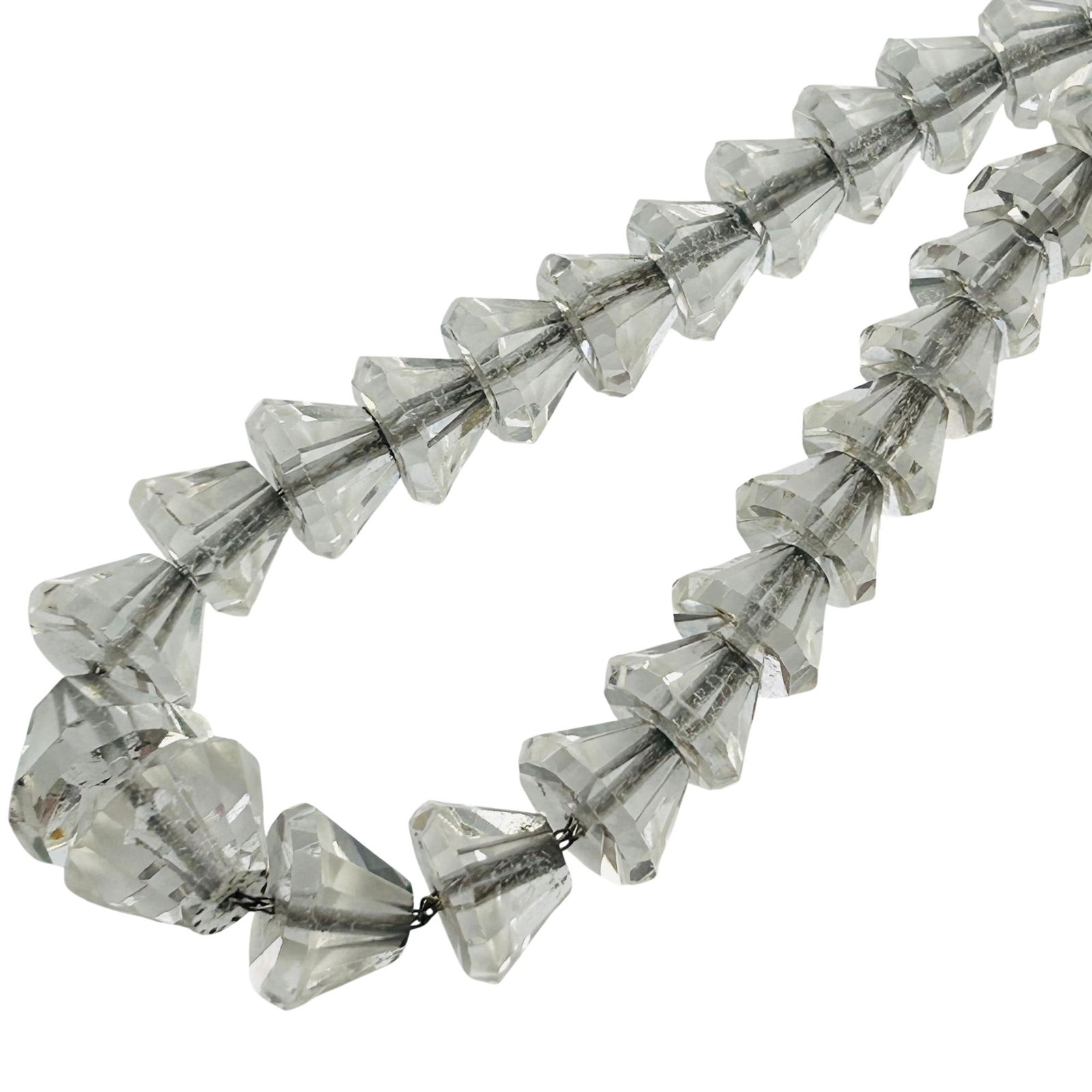 Art Deco Graduated Quartz Bead Sterling Cable Chain Necklace 39 G (1 of 11)