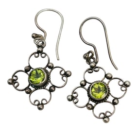PERIDOT Sterling Dangle Earrings 2.66 G
