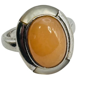 Citrine Mother Of Pearl Sterling Oval Ring Size 7, 9.6 G