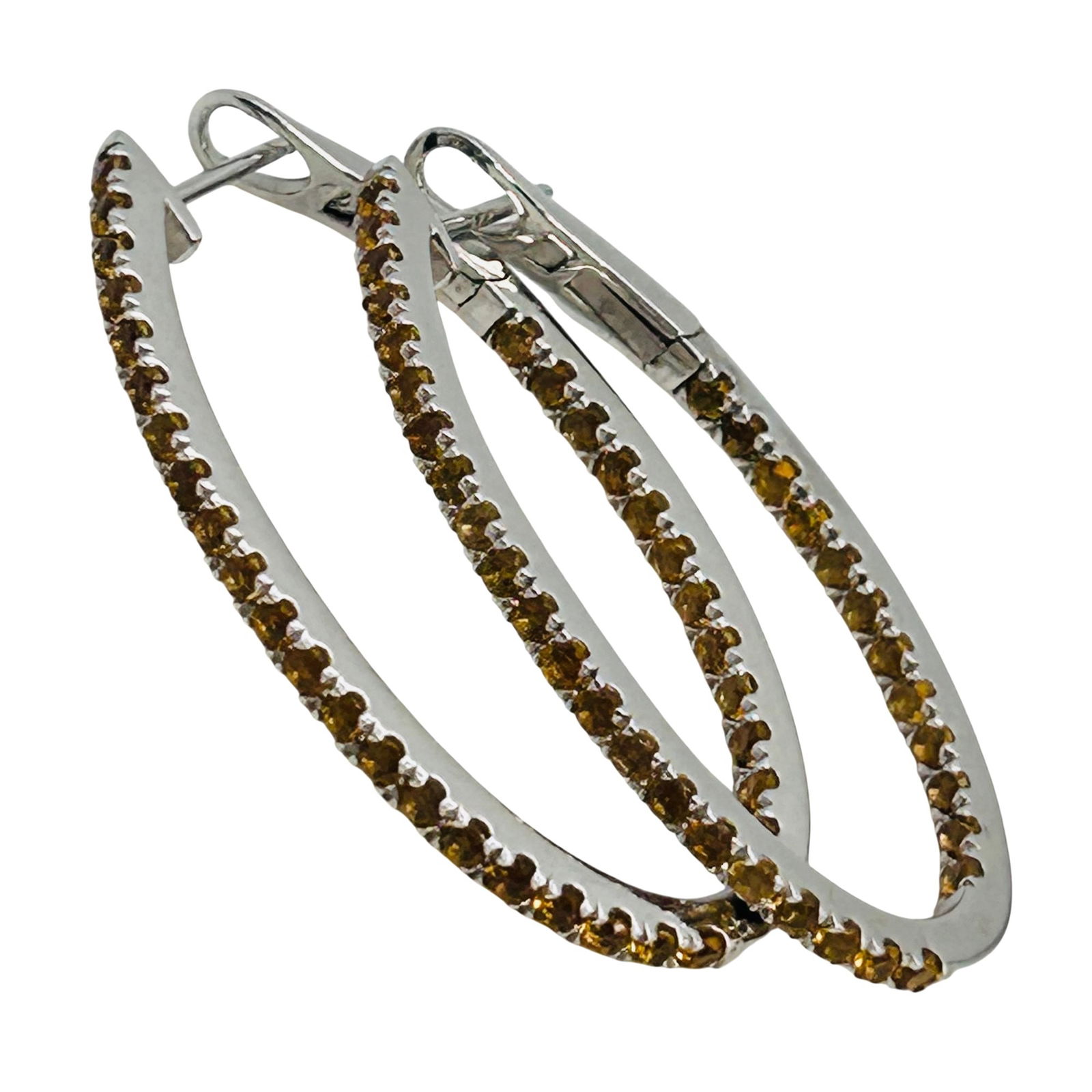 UTC Citrine Sterling Hinge Hoop Earrings 8 G (1 of 8)
