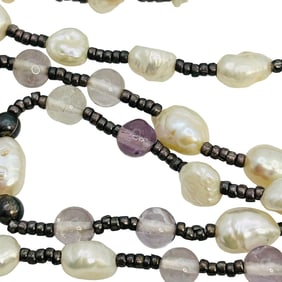 Pearl Amethyst Sterling Necklace 7.06g